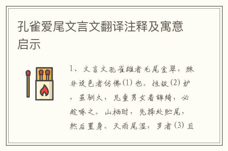 孔雀愛尾文言文翻譯注釋及寓意啟示