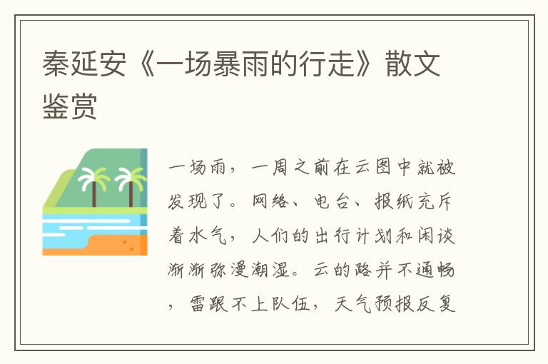 秦延安《一場暴雨的行走》散文鑒賞