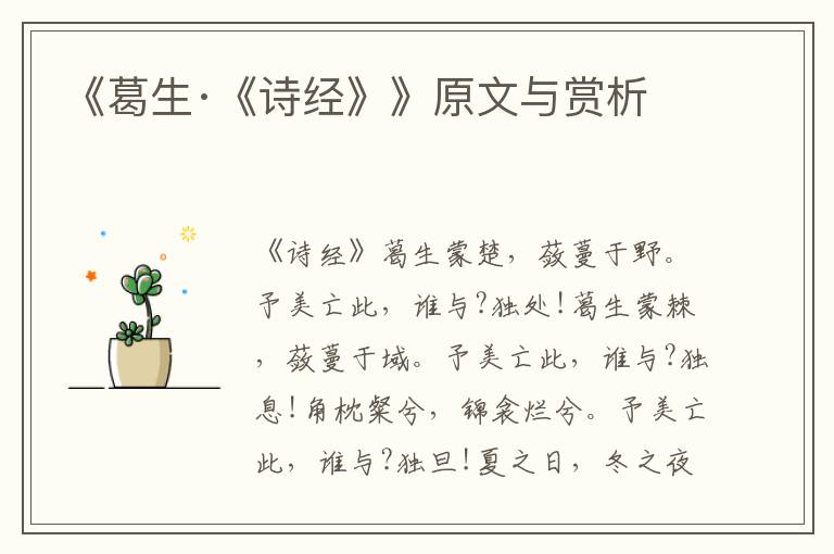 《葛生·《詩經》》原文與賞析