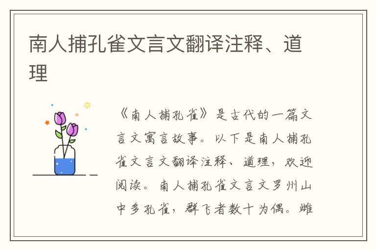 南人捕孔雀文言文翻譯注釋、道理
