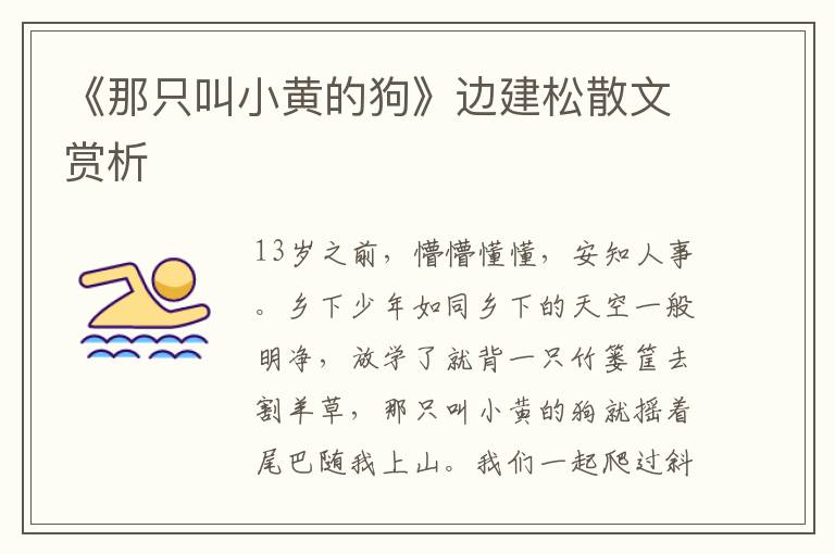 《那只叫小黃的狗》邊建松散文賞析